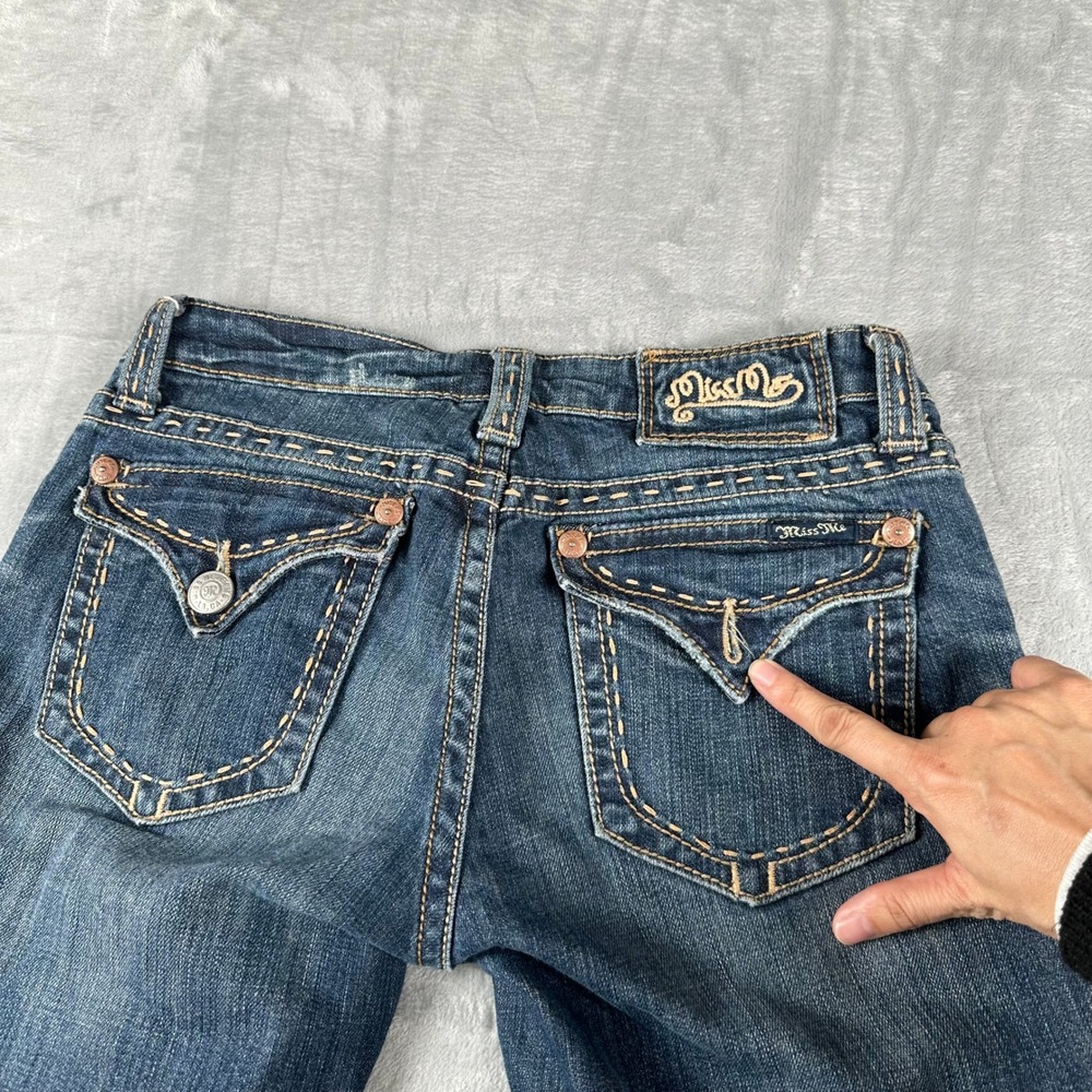 Miss Me Bootcut Jeans Womens 29 Blue Low-Rise Western Y2K Cowgirl Boho McBling - Picture 7 of 11